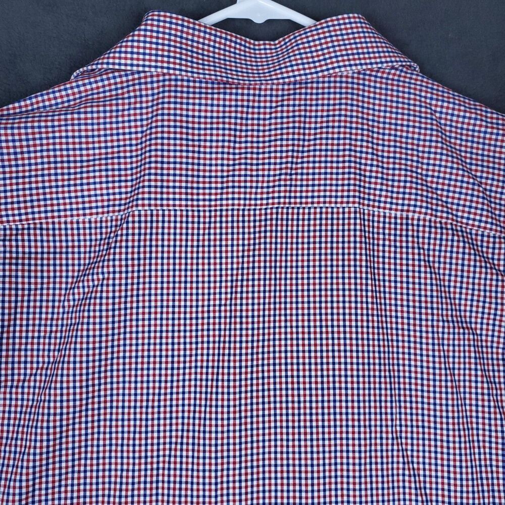 J.Hilburn Shirt Mens 3XL Red White Blue Gingham Long Sleeve Dress Shirt Classic - Picture 14 of 16